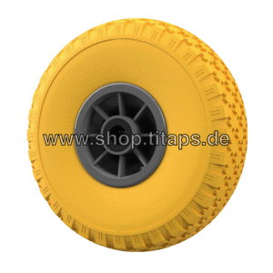 2 x Ruota in poliuretano Ø 260 mm 3.00-4 cuscinetto a rullini ruota di scorta carretto a mano camioncino a mano a prova di foratura, giallo/grigio pneumatici 1
