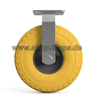 Rodízio giratório com rodízio fixo com roda de PU, rolo de transporte Ø 260 mm 3.00-4 rolamento de esferas à prova de perfurações pneus 2