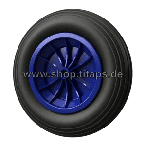 4 x Polyurethanhjul Ø 350 mm 3.50-8 glideleje trillebørshjul dæk modstandsdygtig over for punktering, sort/blå 1